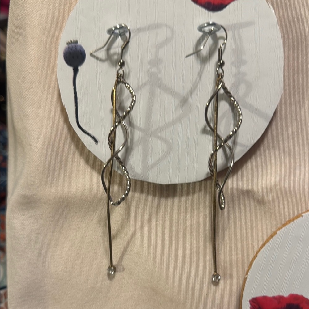 Modern Silver Dangle Earrings with Organic Design